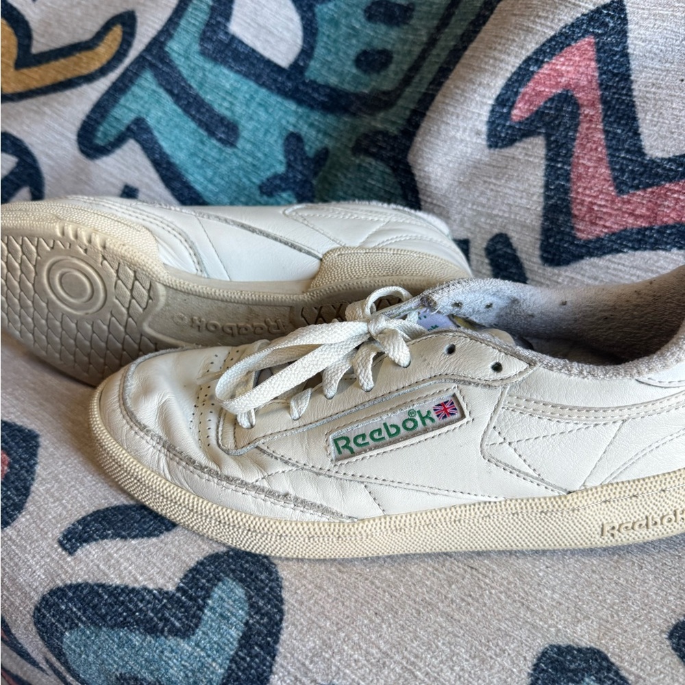Reebok Cream Sneakers with Green Accents